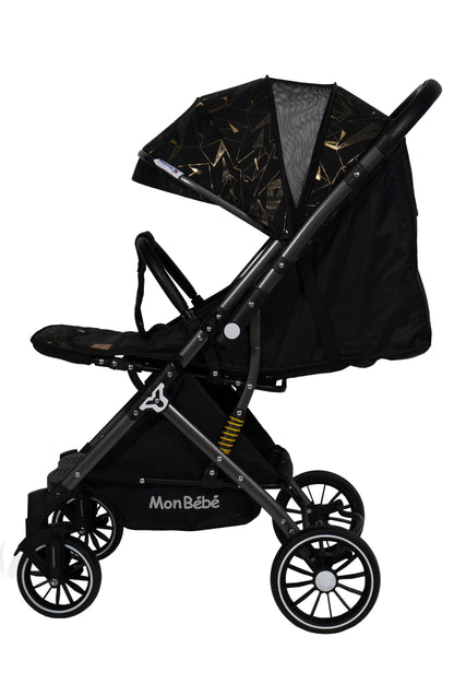 POUSSETTE VALISE RÉVERSIBLE NOIR DORÉ - MON BÉBÉ